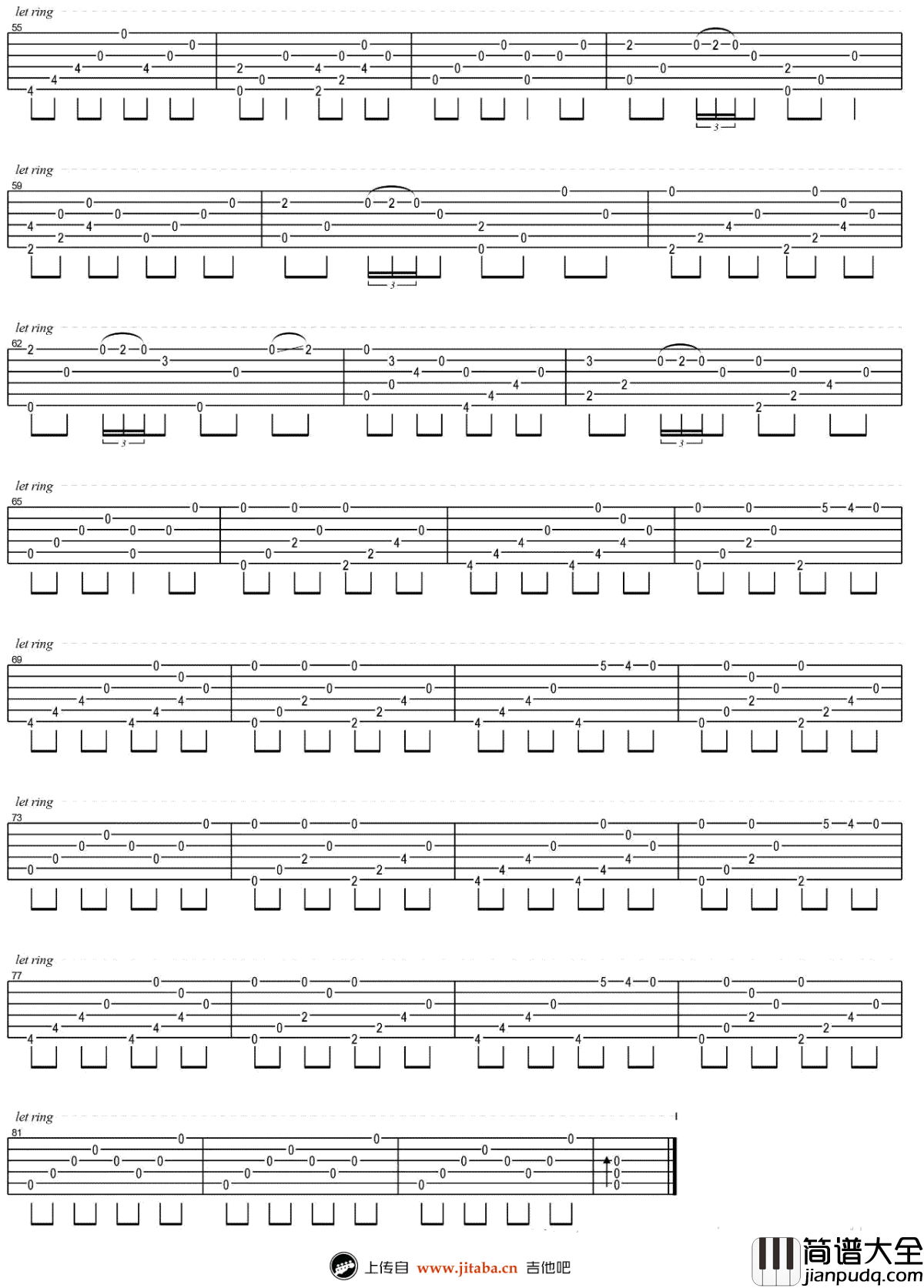 流行的云指弹谱_岸部真明_视频演示_吉他独奏谱