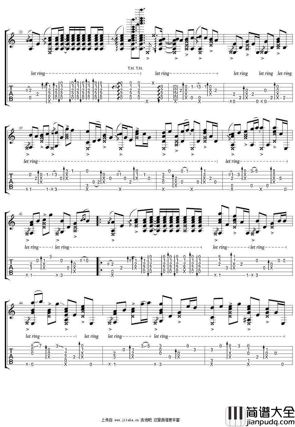 红颜旧指弹吉他谱_琅琊榜插曲_吉他独奏谱