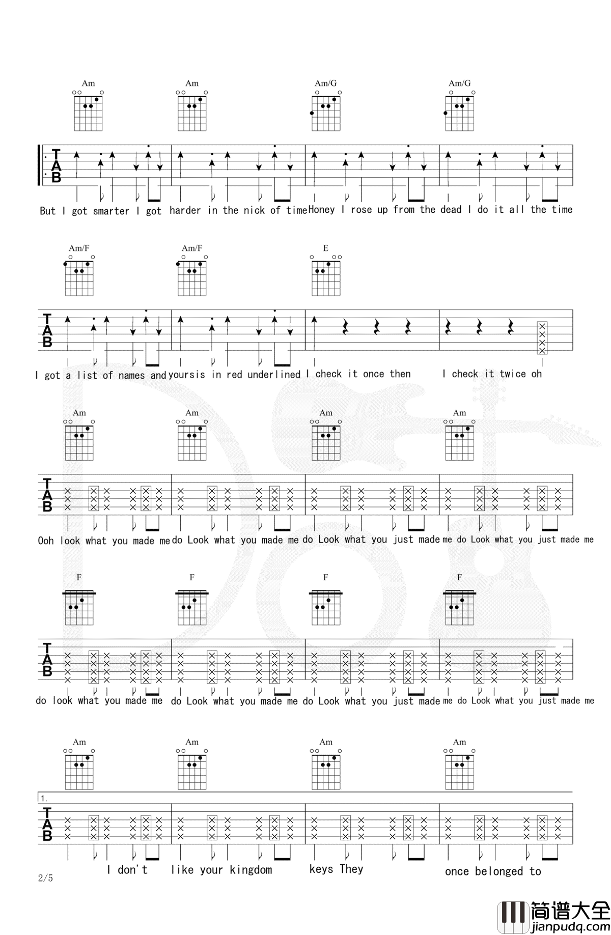 Look_What_You_Made_Me_Do吉他谱_Taylor_Swift_弹唱