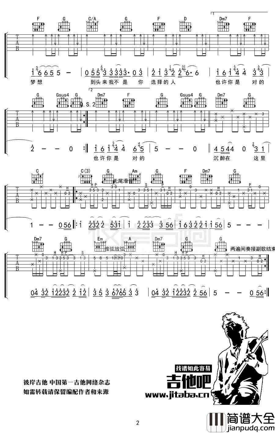 在凌晨吉他谱_张震岳_在凌晨(图片)