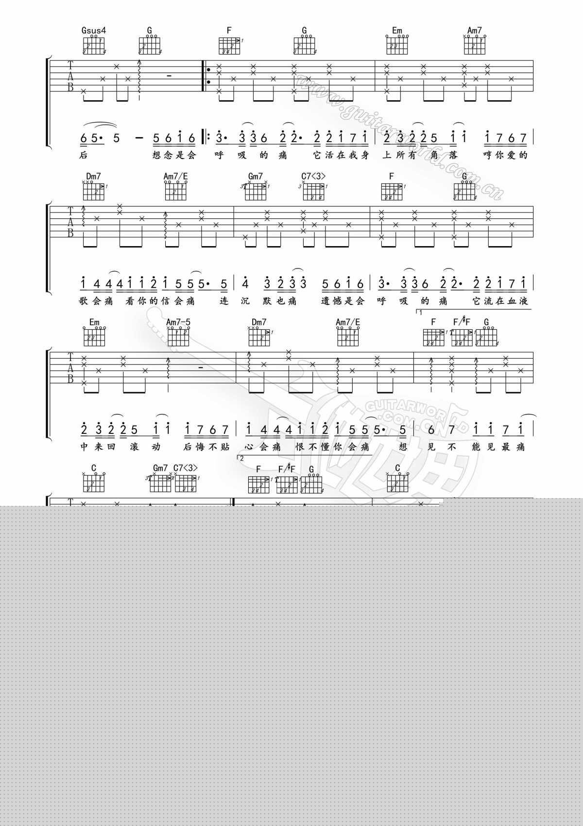 会呼吸的痛吉他谱_梁静茹_我发誓不再说谎了__多爱你就会抱你多紧的