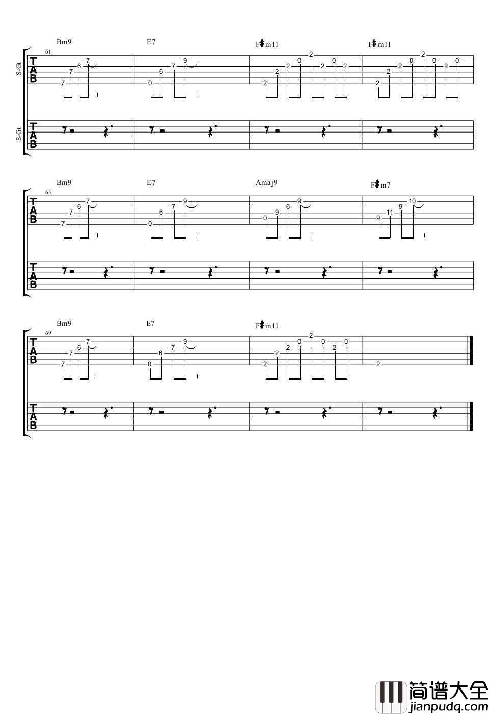 你只是经过吉他谱_陈鸿宇_图片谱原版_