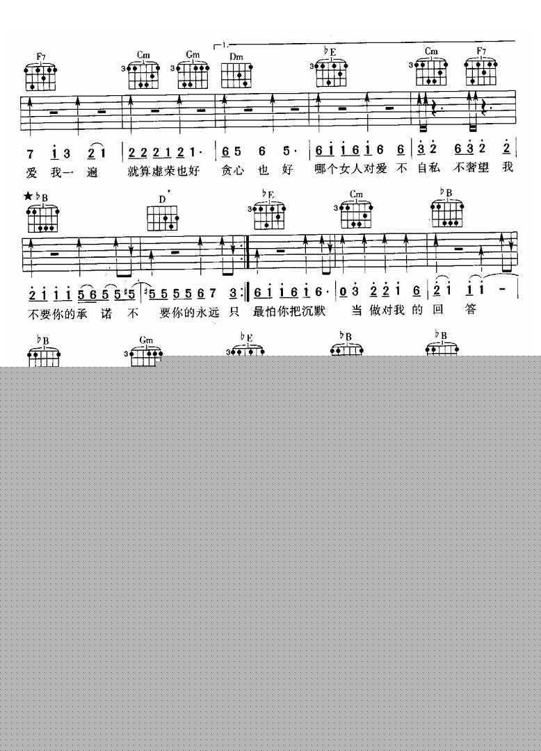 原来你什么都不想要吉他谱_张惠妹