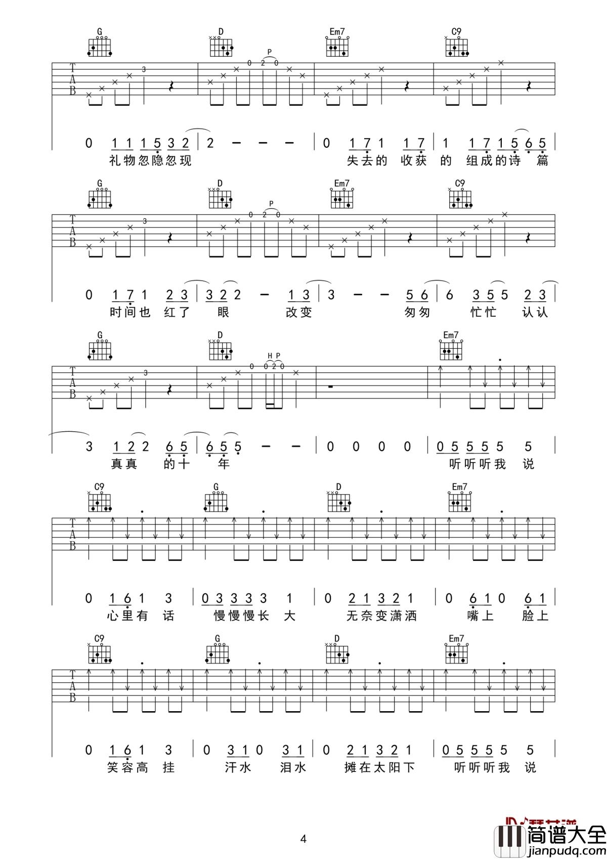 精彩才刚刚开始吉他谱_易烊千玺_回首十年_开启全新历程