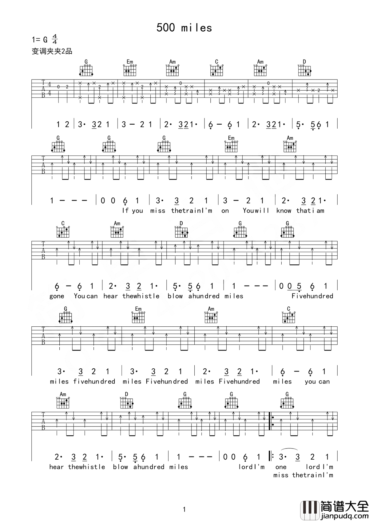 500_miles吉他谱_The_Brothers_Four_、深处从未被人发现过的灵泉音乐，就沁入心脾