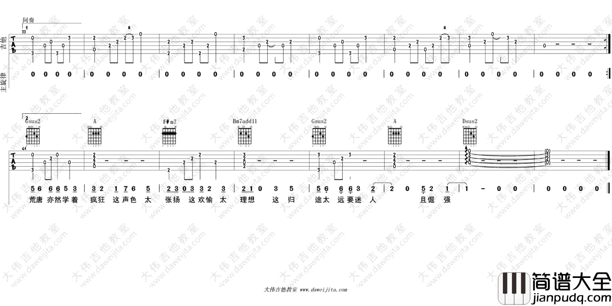 白羊吉他谱_徐秉龙_高清图片_吉他弹唱示范演示