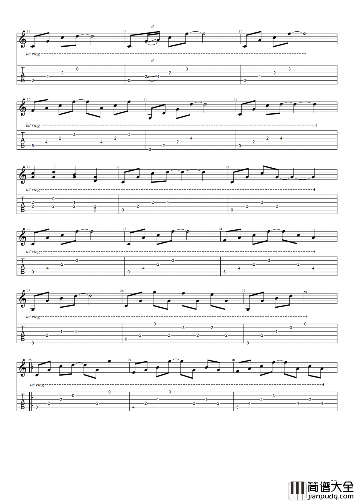 数不尽的星空吉他谱_曾沛慈_终极一班2_主题曲_高清