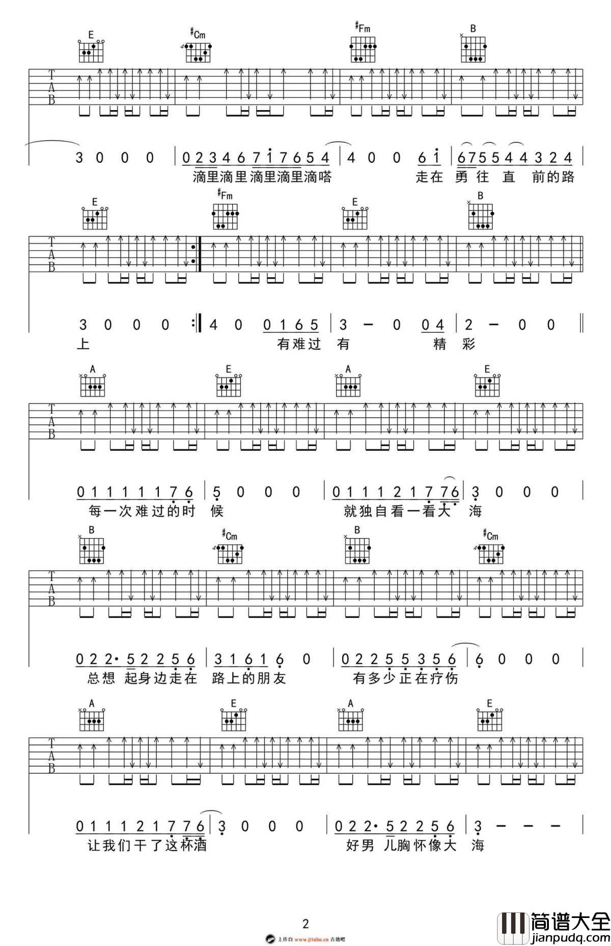 曾经的你吉他谱_许巍_高清_A调版本