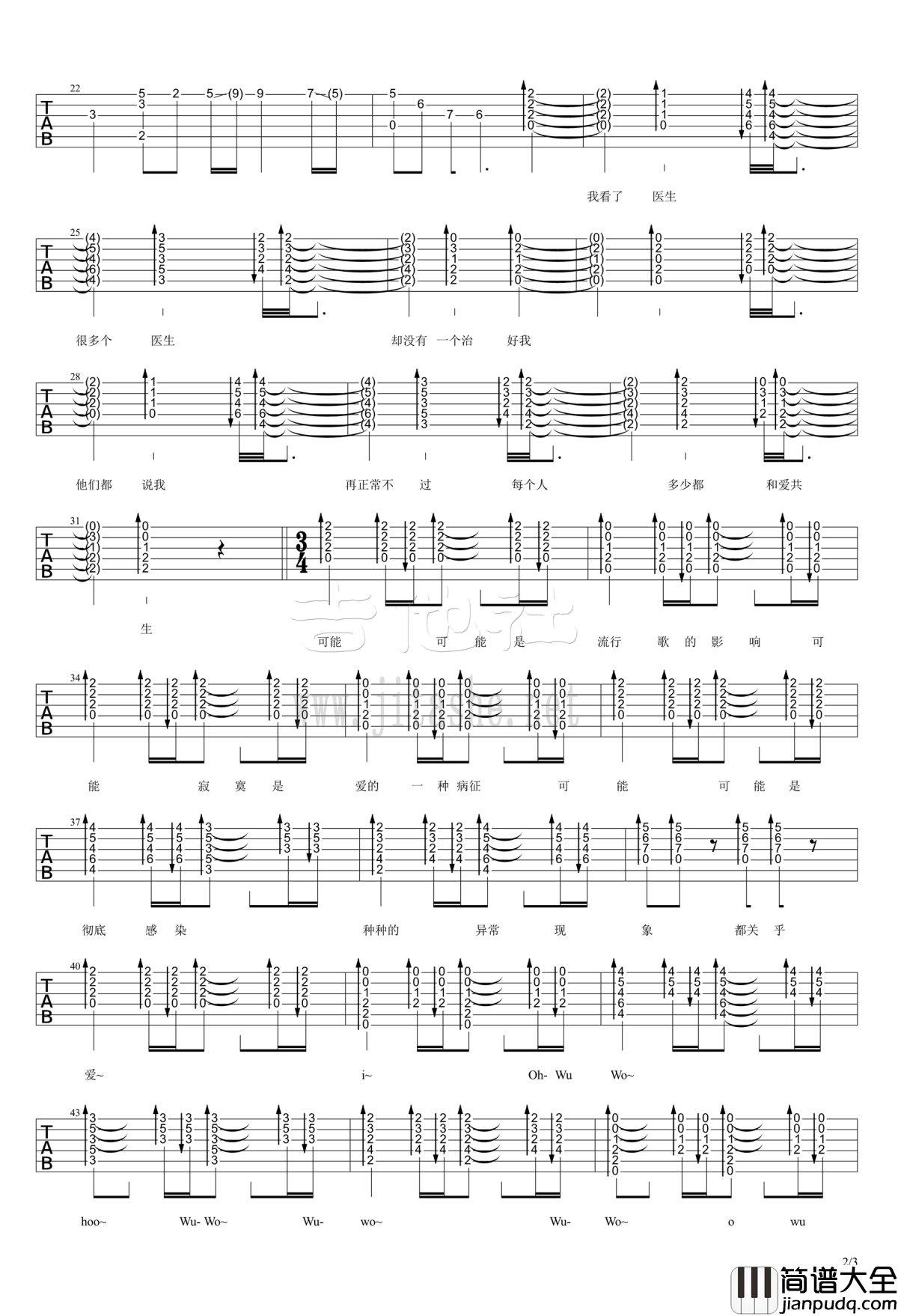 异常现象吉他谱_Hush!__高清图片谱