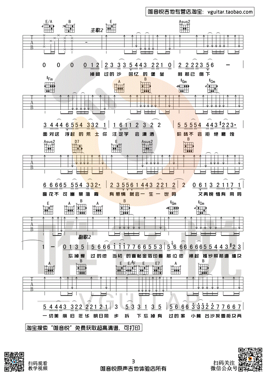 喜帖街吉他谱_陈奕迅_E调原版吉他谱_唯音悦制谱_2010年duo演唱会卢凯彤吉他版本_1