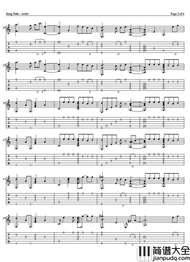 save_me_吉他指弹谱_独奏谱完整版_防弹少年团