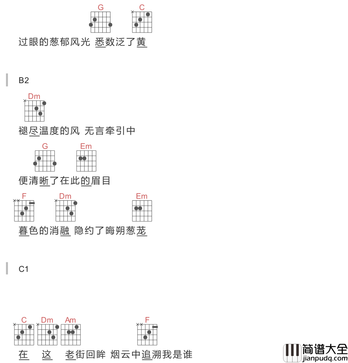 霜雪千年吉他谱_双笙-封茗囧菌_我有古风歌一曲,请卿侧耳细细听!