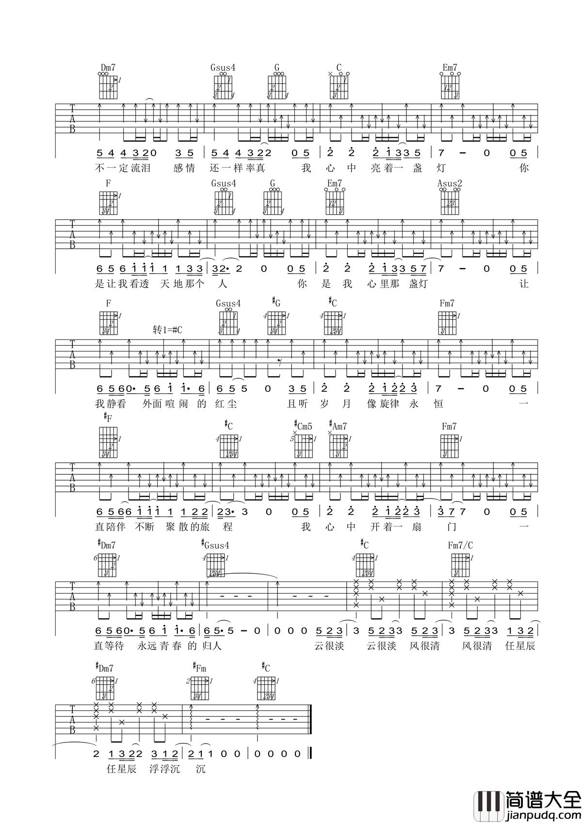 岁月吉他谱_王菲-那英_20年岁月：珍惜眼前人，心中无黄昏