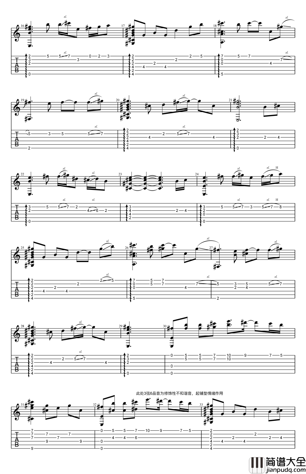 女儿情指弹谱__西游记_插曲_DropD调弦_吉他独奏谱