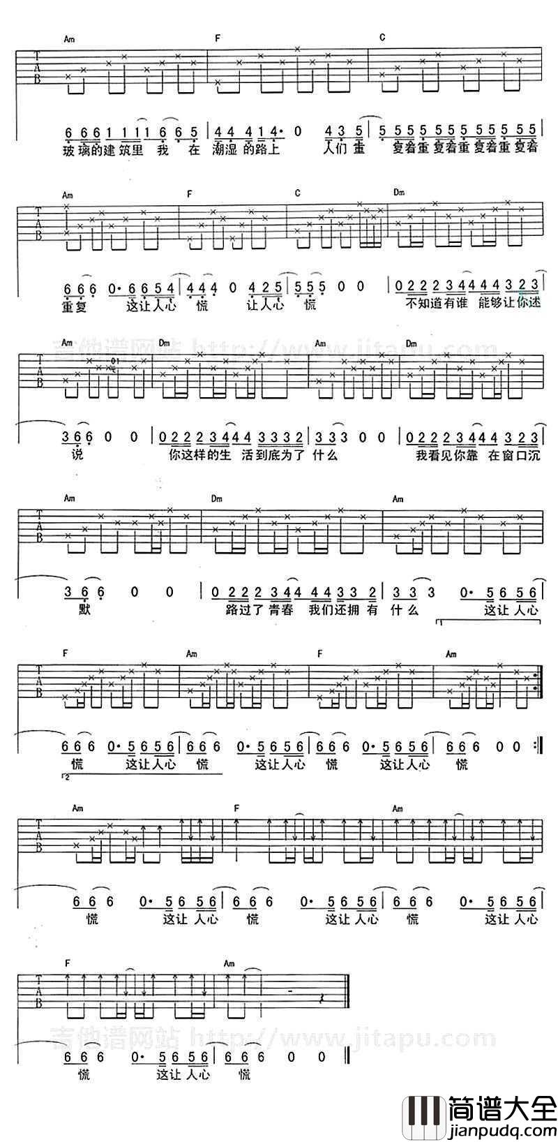 春末的南方城市吉他谱_C调指法_李志