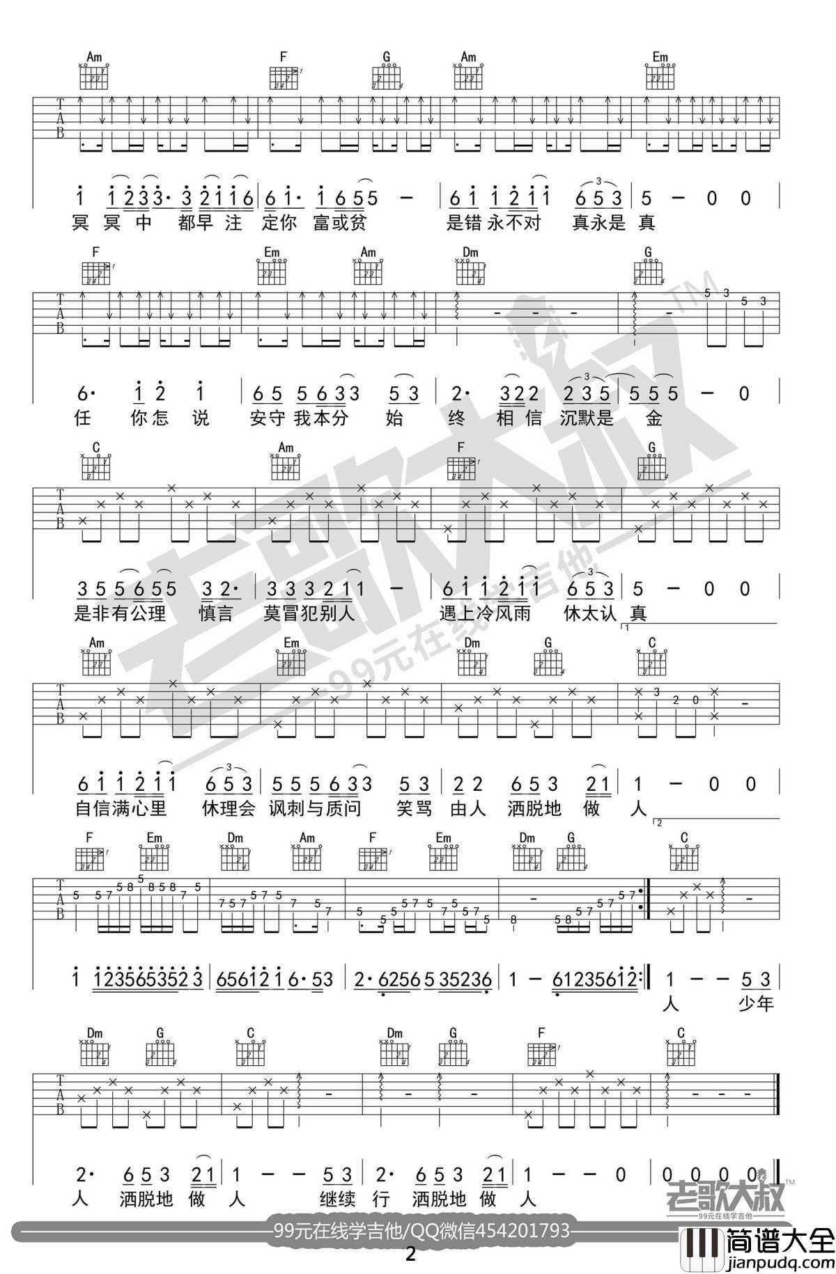 沉默是金吉他谱_张国荣_C调