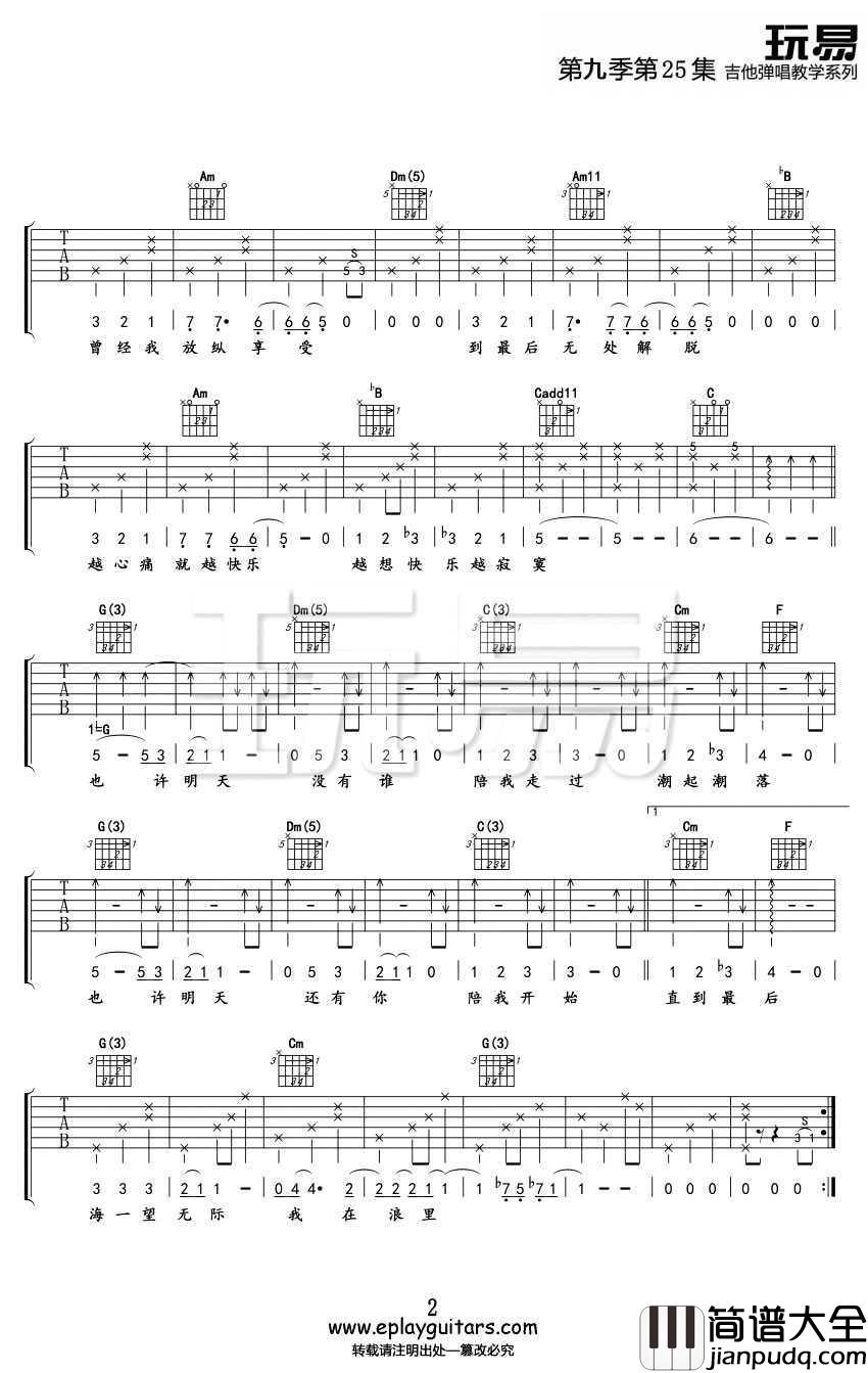 也许明天吉他谱_张惠妹_吉他弹唱教学视频