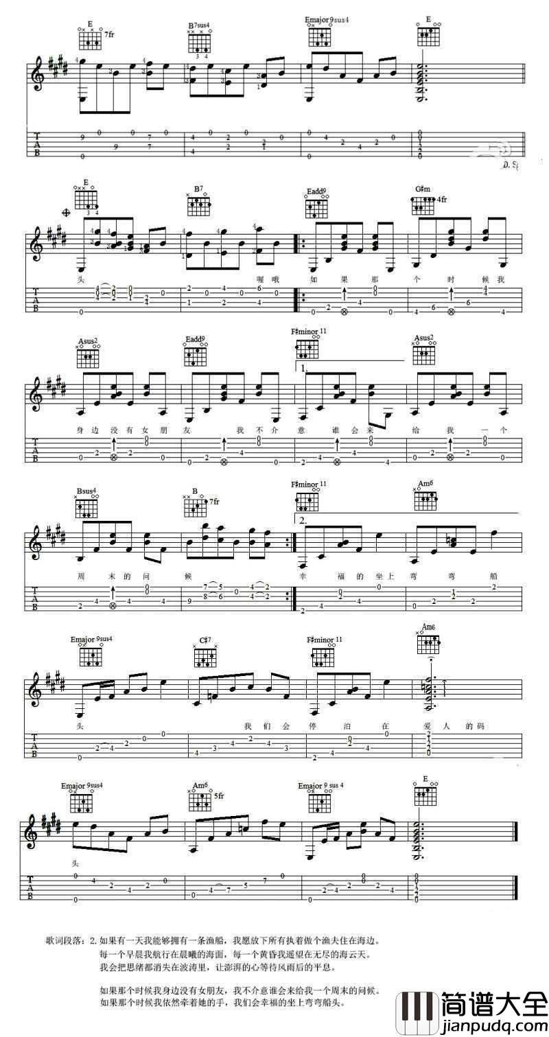 农夫渔夫吉他谱_小猛_农夫渔夫原版编配