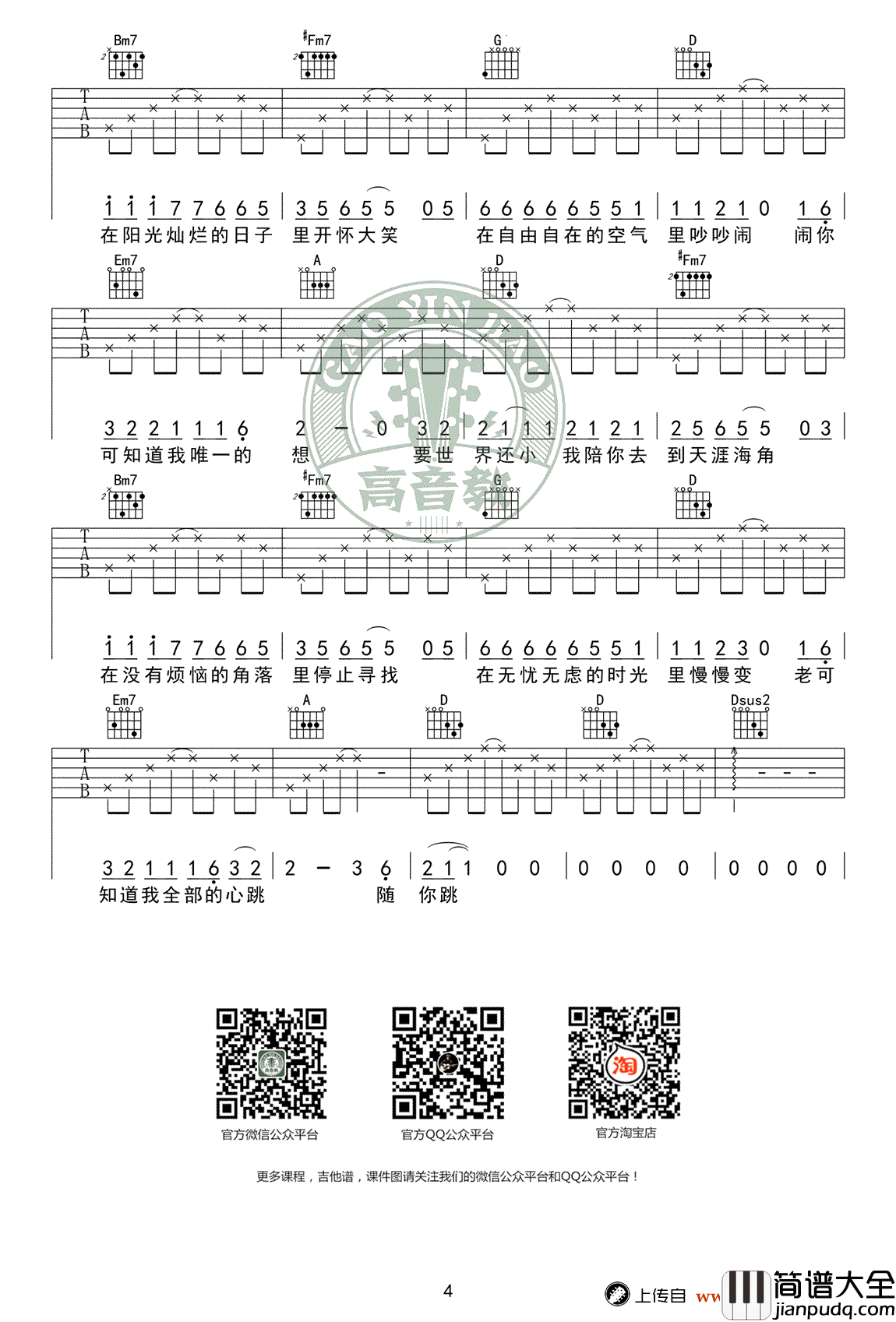 一次就好吉他谱_杨宗纬_C转D调标准版_吉他教学视频