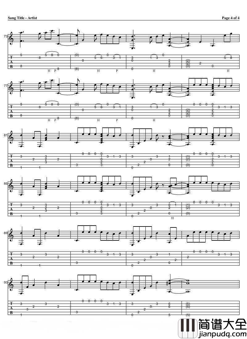 save_me_吉他指弹谱_独奏谱完整版_防弹少年团