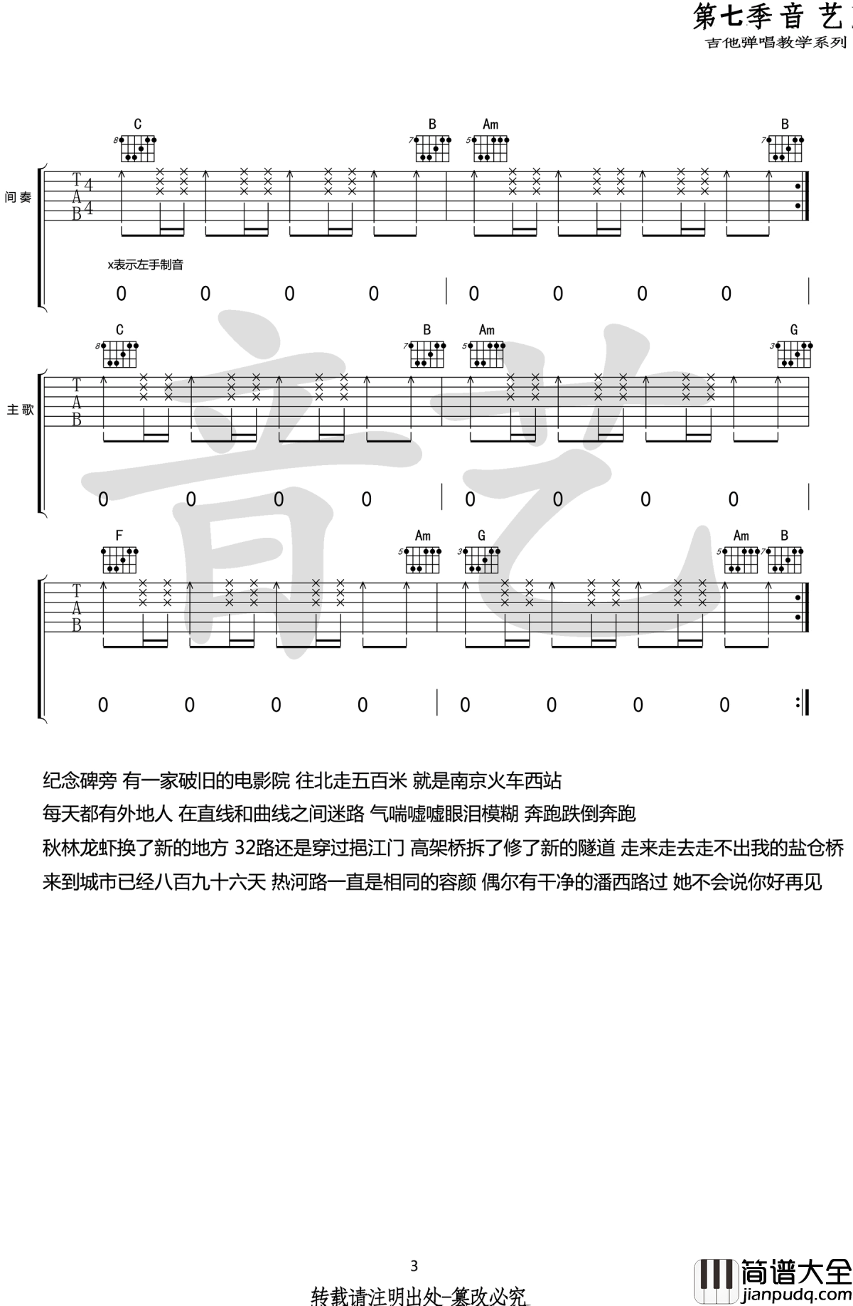 热河吉他谱_李志_C调_高清