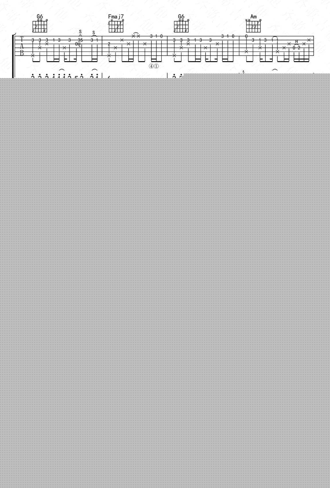 故乡指弹谱_许巍_吉他独奏谱