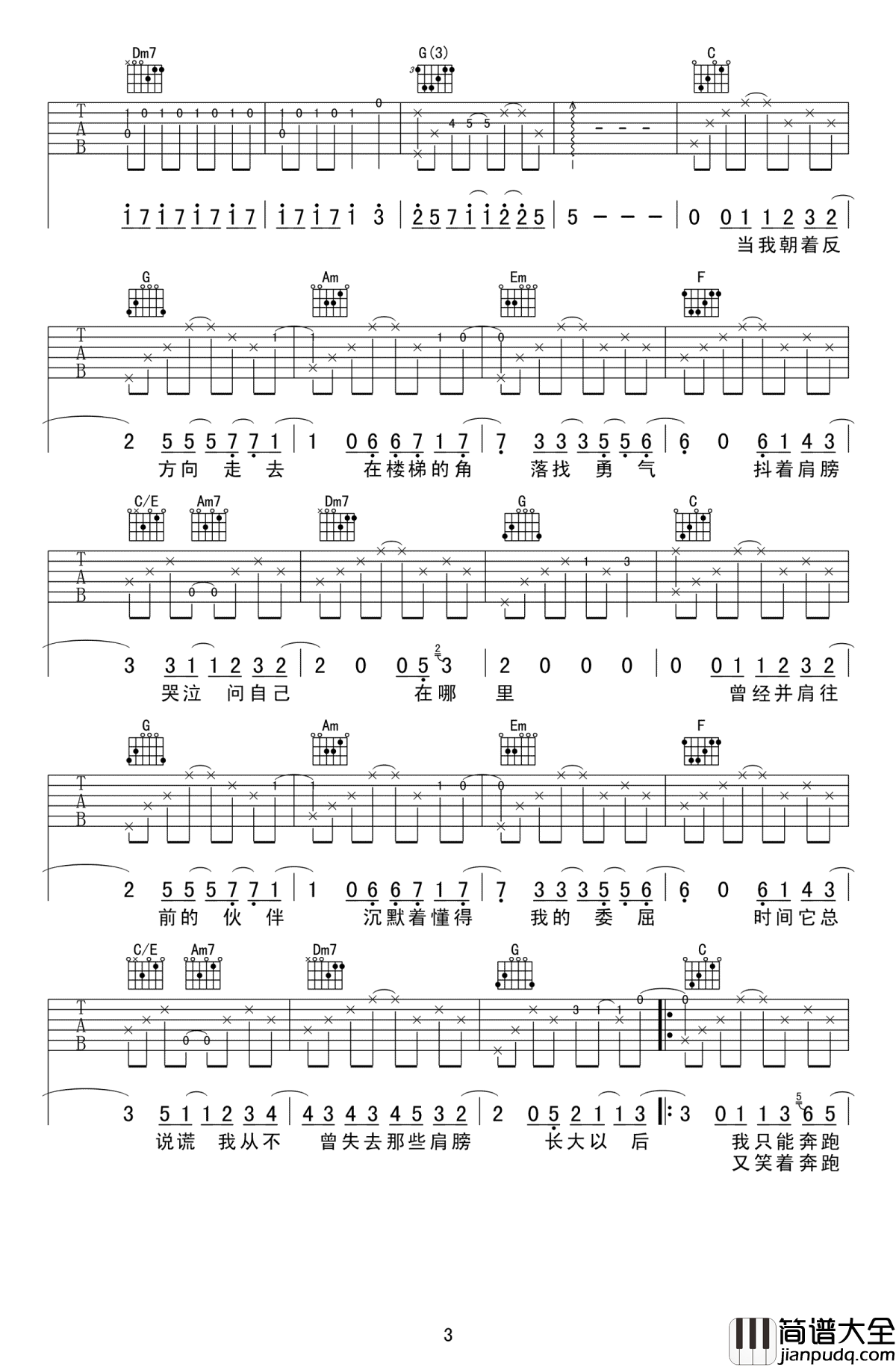 明天你好吉他谱_牛奶咖啡_高清_图片谱