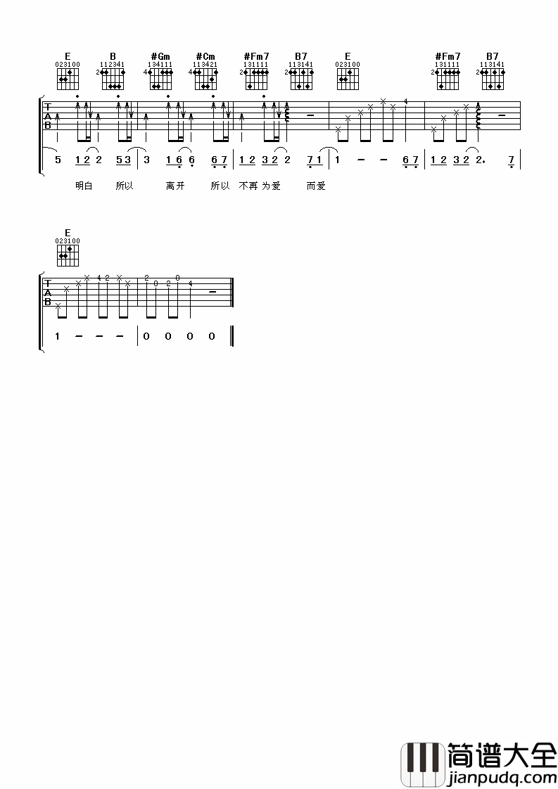 崇拜吉他谱_梁静茹_我存在在我的存在__所以明白_所以离开