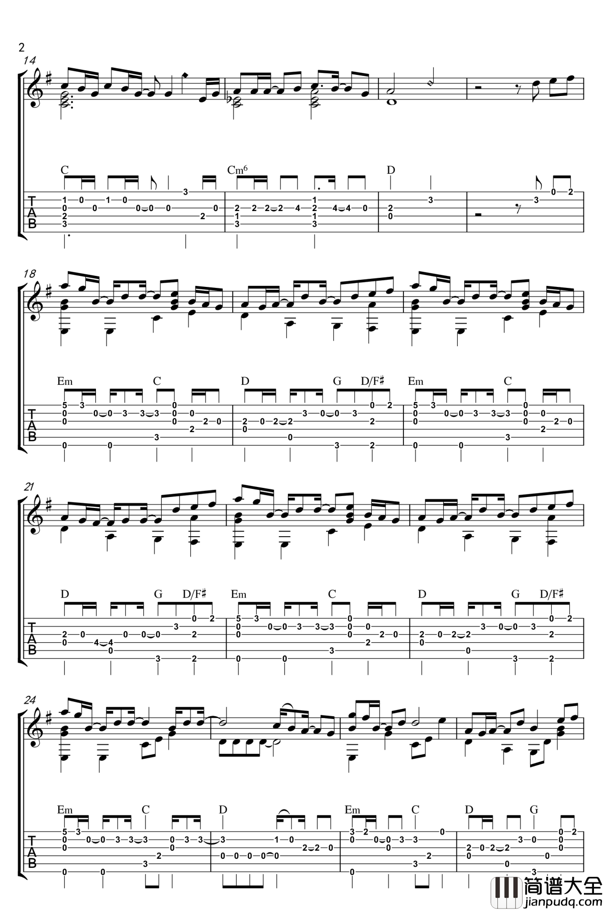 追光者吉他指弹谱__夏至未至_插曲_指弹吉他视频