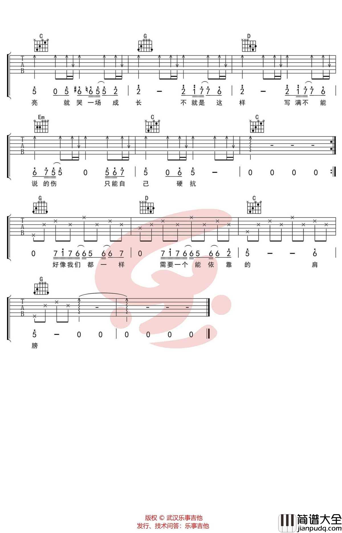 谁的现在没有藏着过往吉他谱_二珂_G调