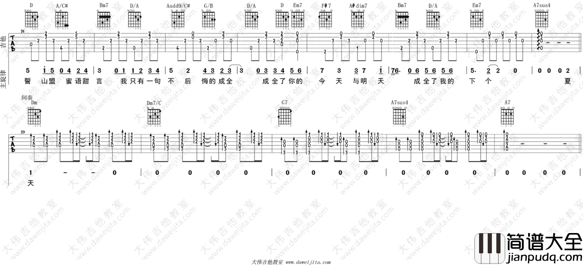 成全吉他谱_林宥嘉_吉他教学视频_高清