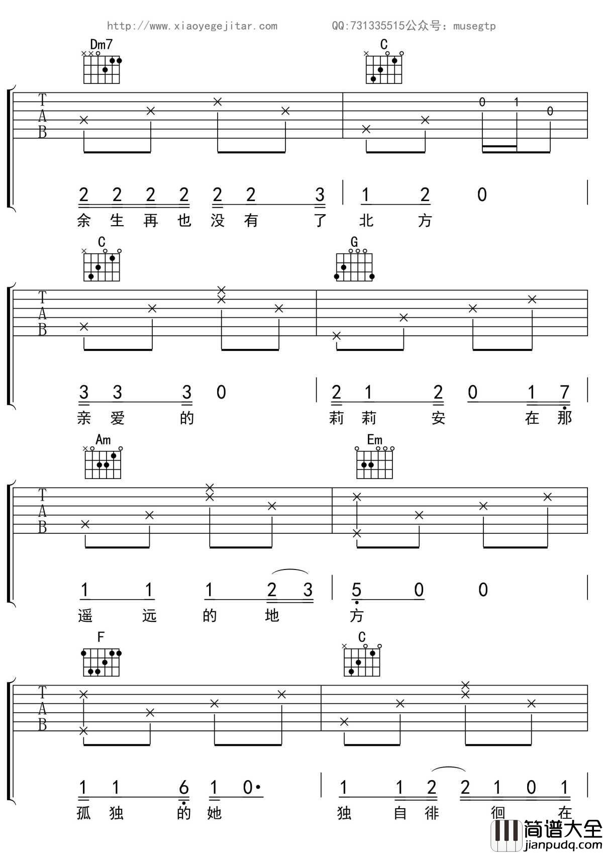 我不是你的宋冬野吉他谱_C调吉他_林启得