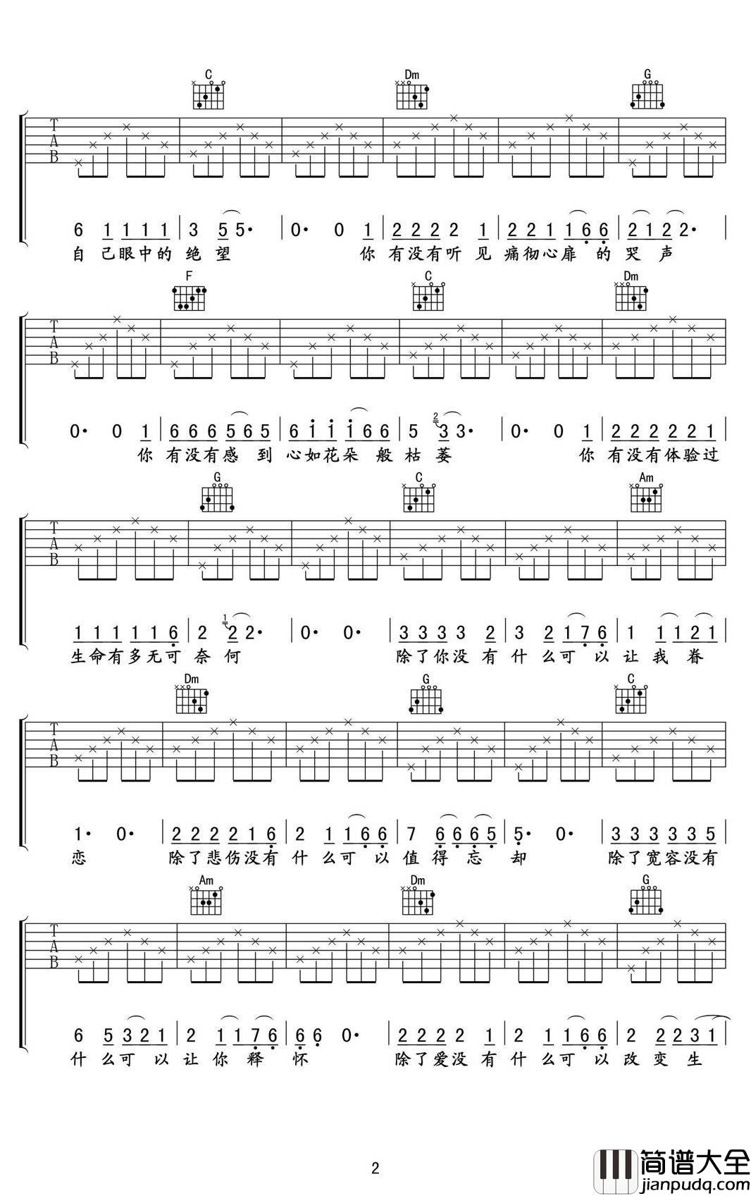 硬币吉他谱_汪峰_你有没有扔过一枚硬币选择正反面-