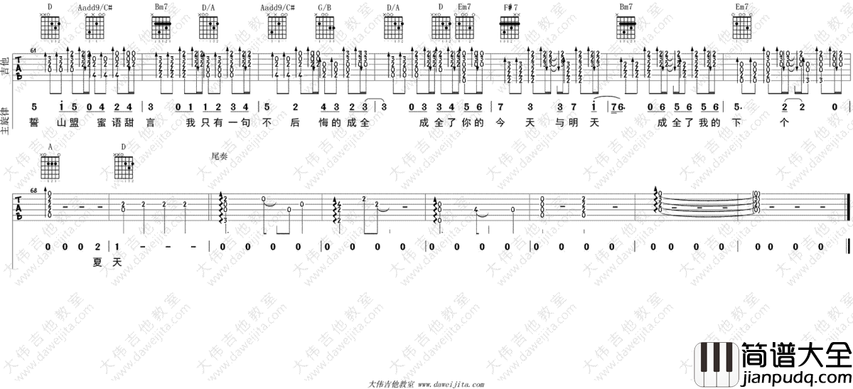 成全吉他谱_林宥嘉_吉他教学视频_高清