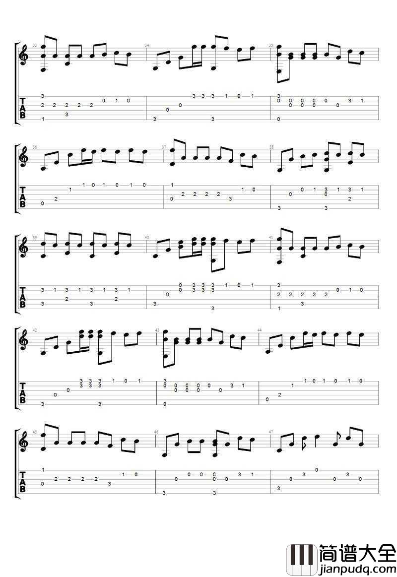 演员指弹谱_薛之谦_演员_吉他独奏谱_完整版