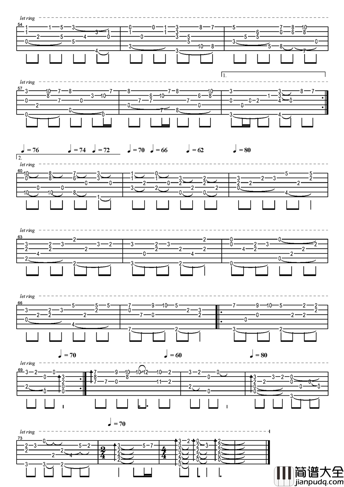 知足_指弹谱_五月天吉他独奏谱_高清版