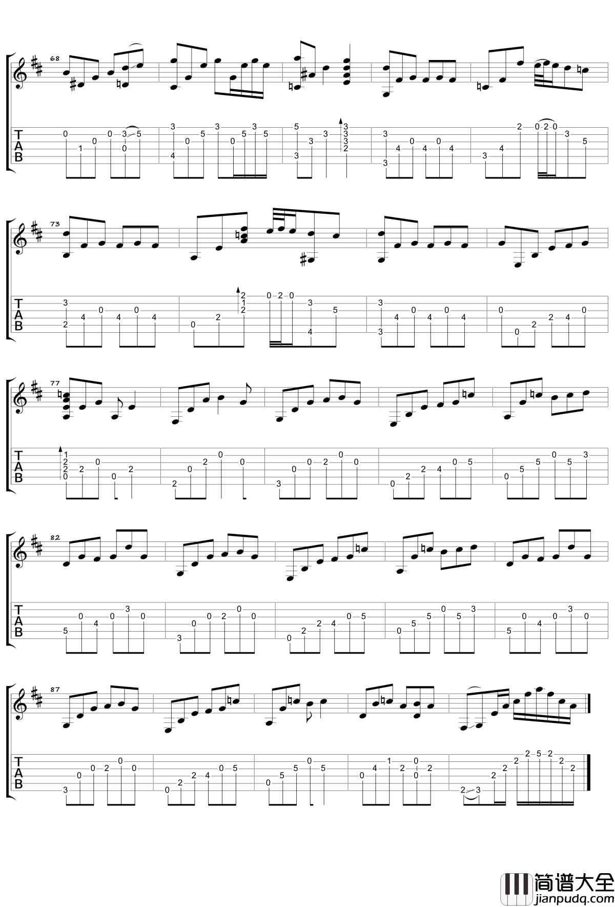 Moon_River指弹吉他谱_奥黛丽·赫本_我们在同一彩虹末，凝望在彼岸