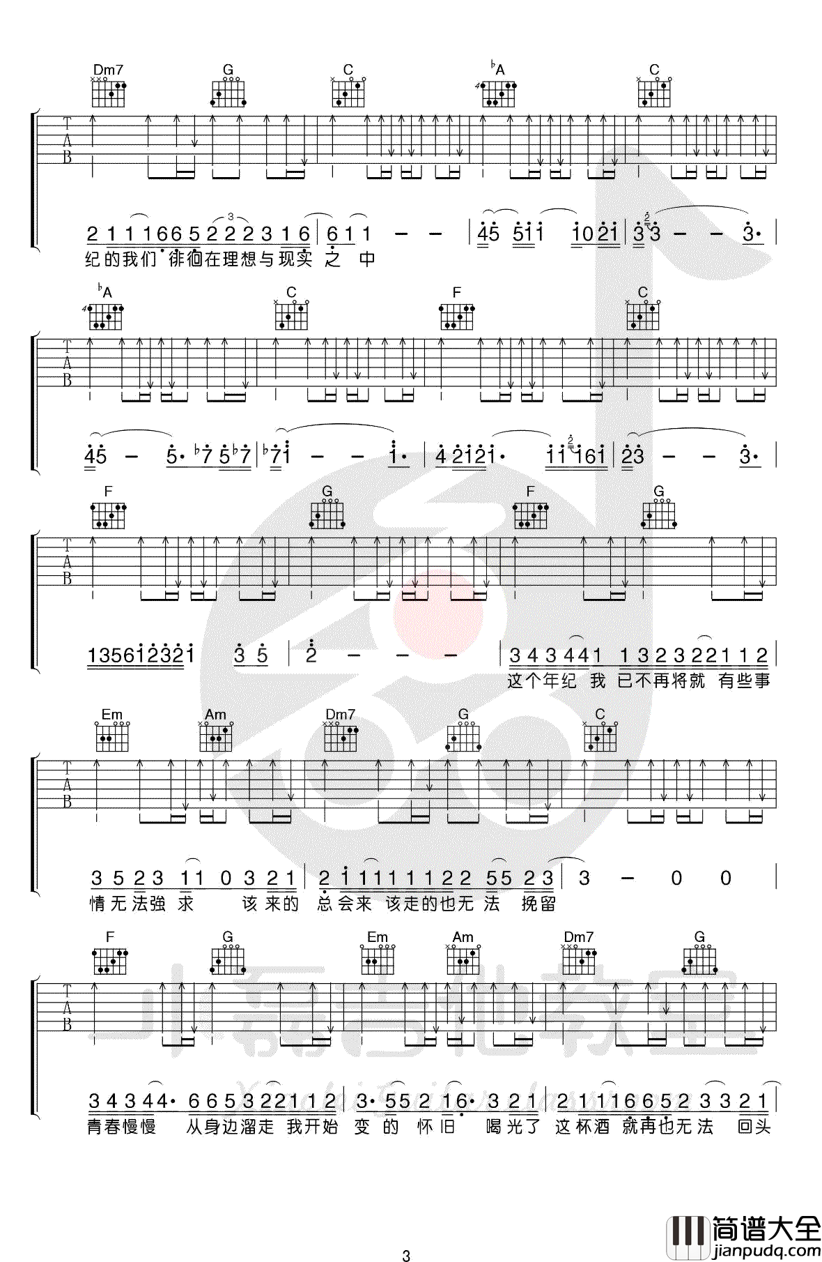 这个年纪吉他谱_齐一_C调指法_吉他教学视频