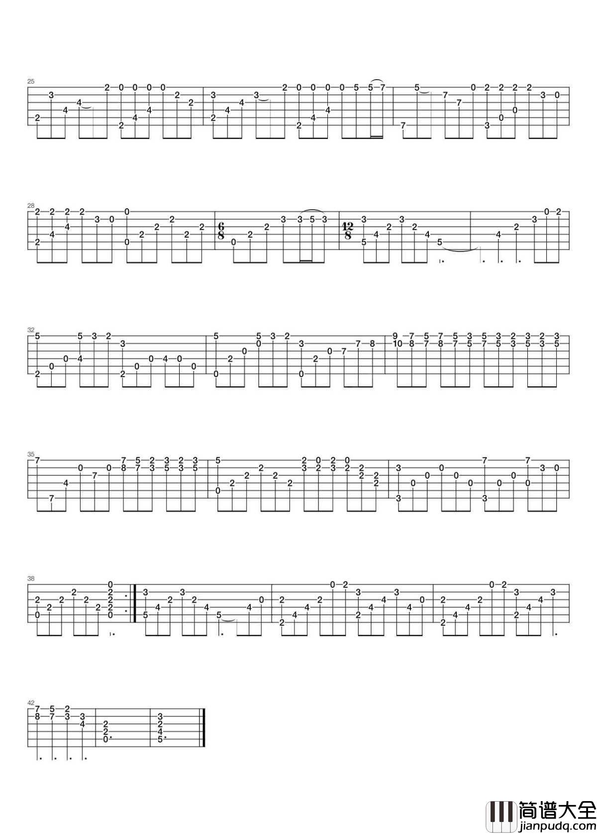 情深深雨濛濛指弹谱_叶锐文_吉他指弹独奏谱