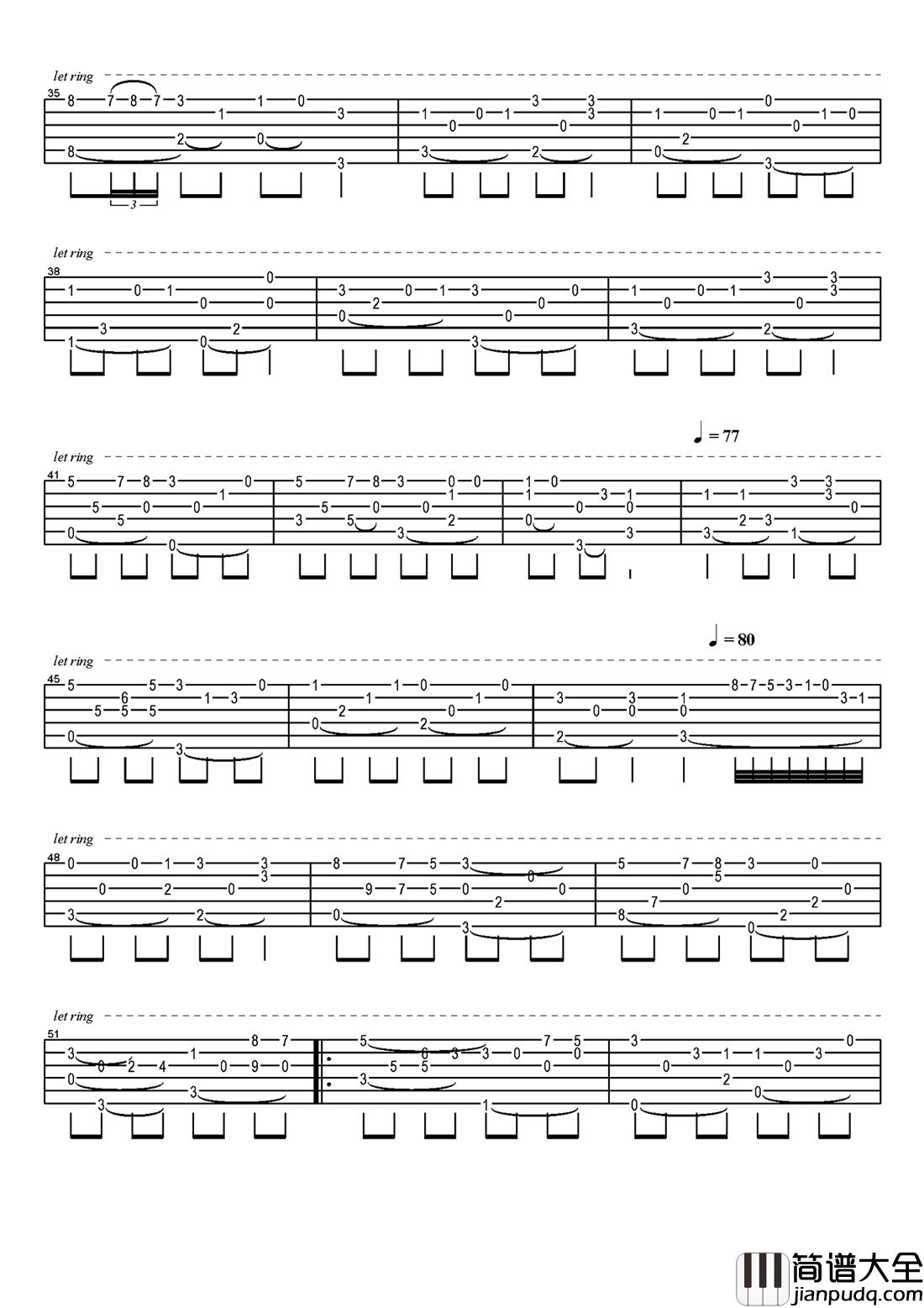知足_指弹谱_五月天吉他独奏谱_高清版