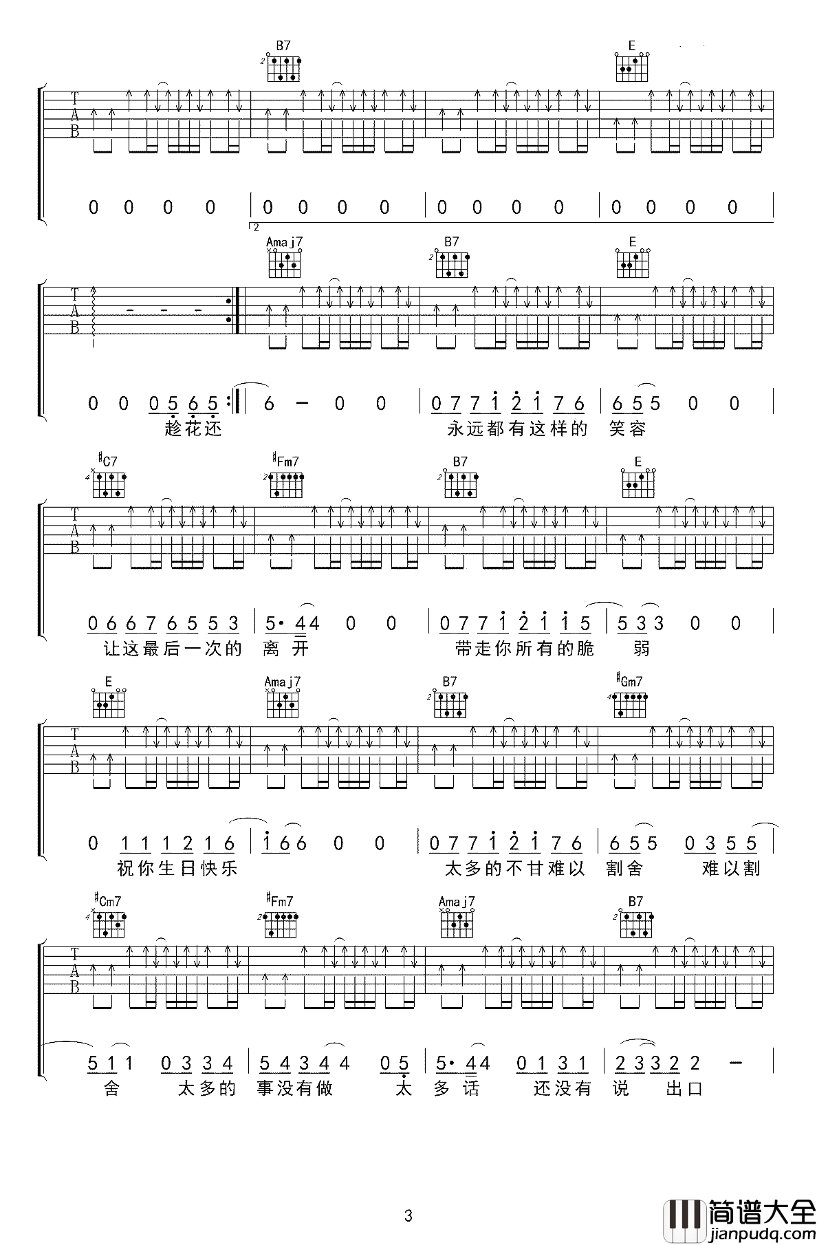 生日快乐吉他谱_丢火车_不一样的生日快乐歌送给自己