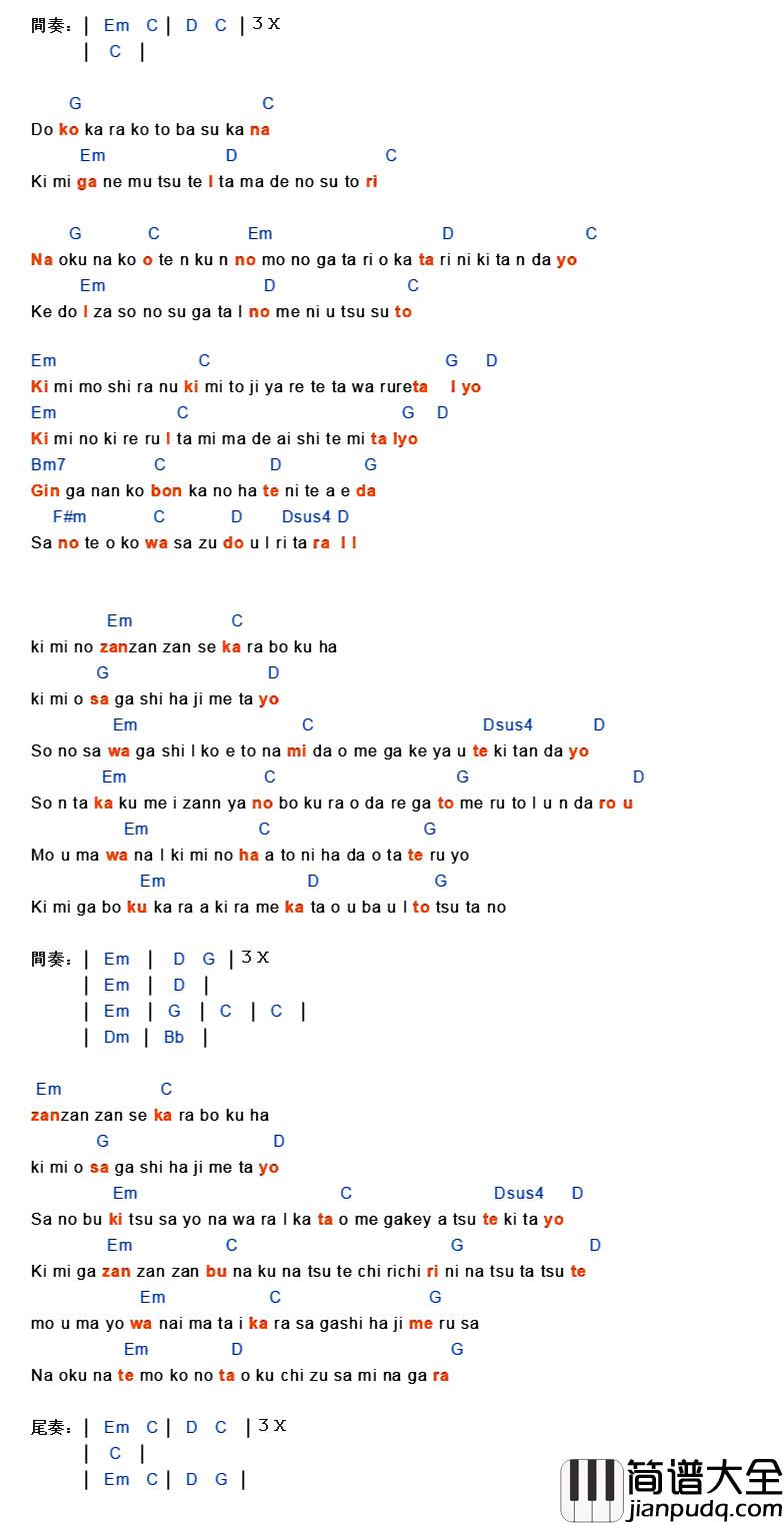 前前前世吉他谱_新海诚电影你的名字主题曲