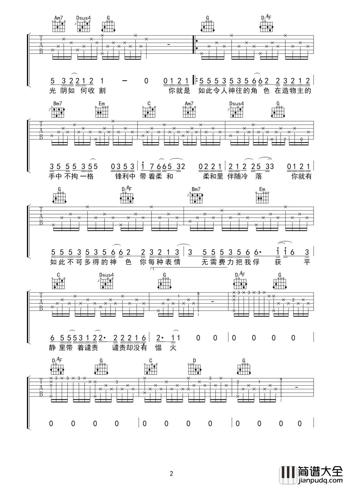 如常吉他谱_房东的猫_你沿着真心一路上___化作未染的清澈