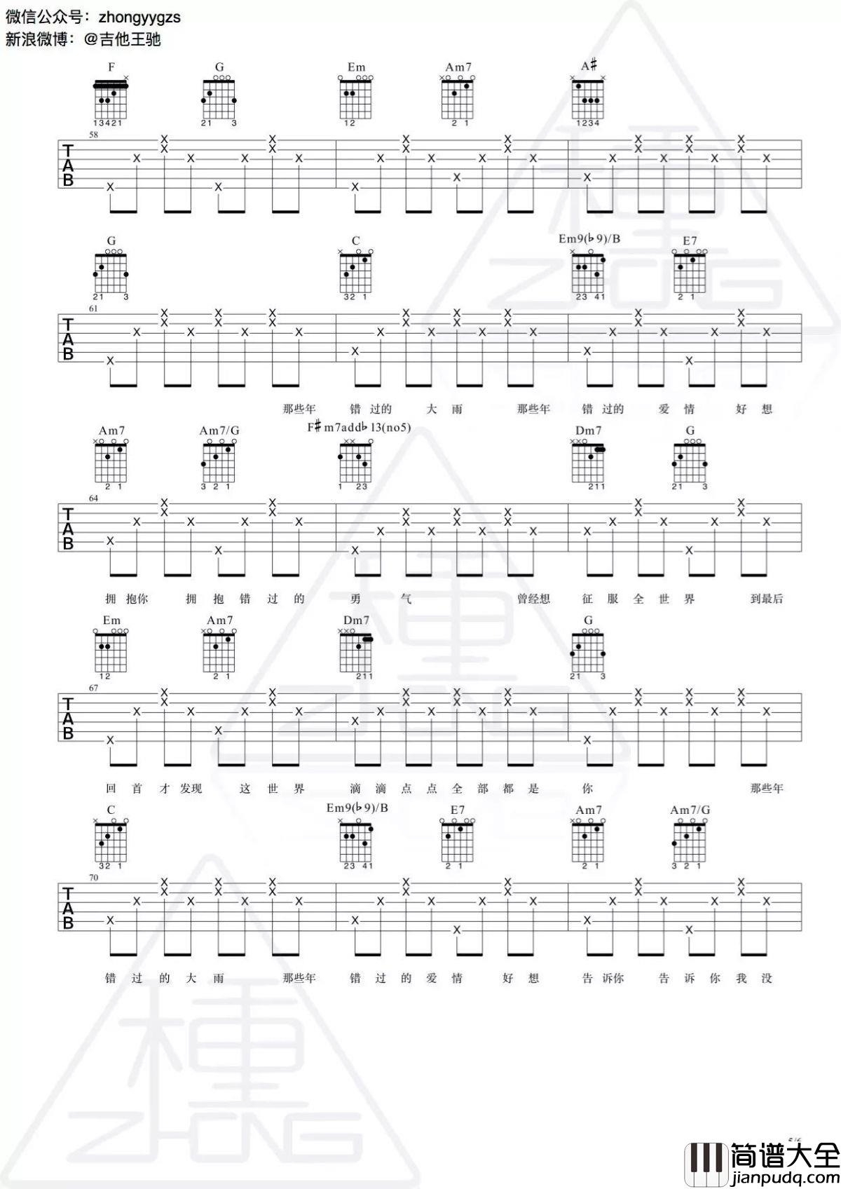 那些年吉他谱_胡夏_那些年_吉他_视频演示