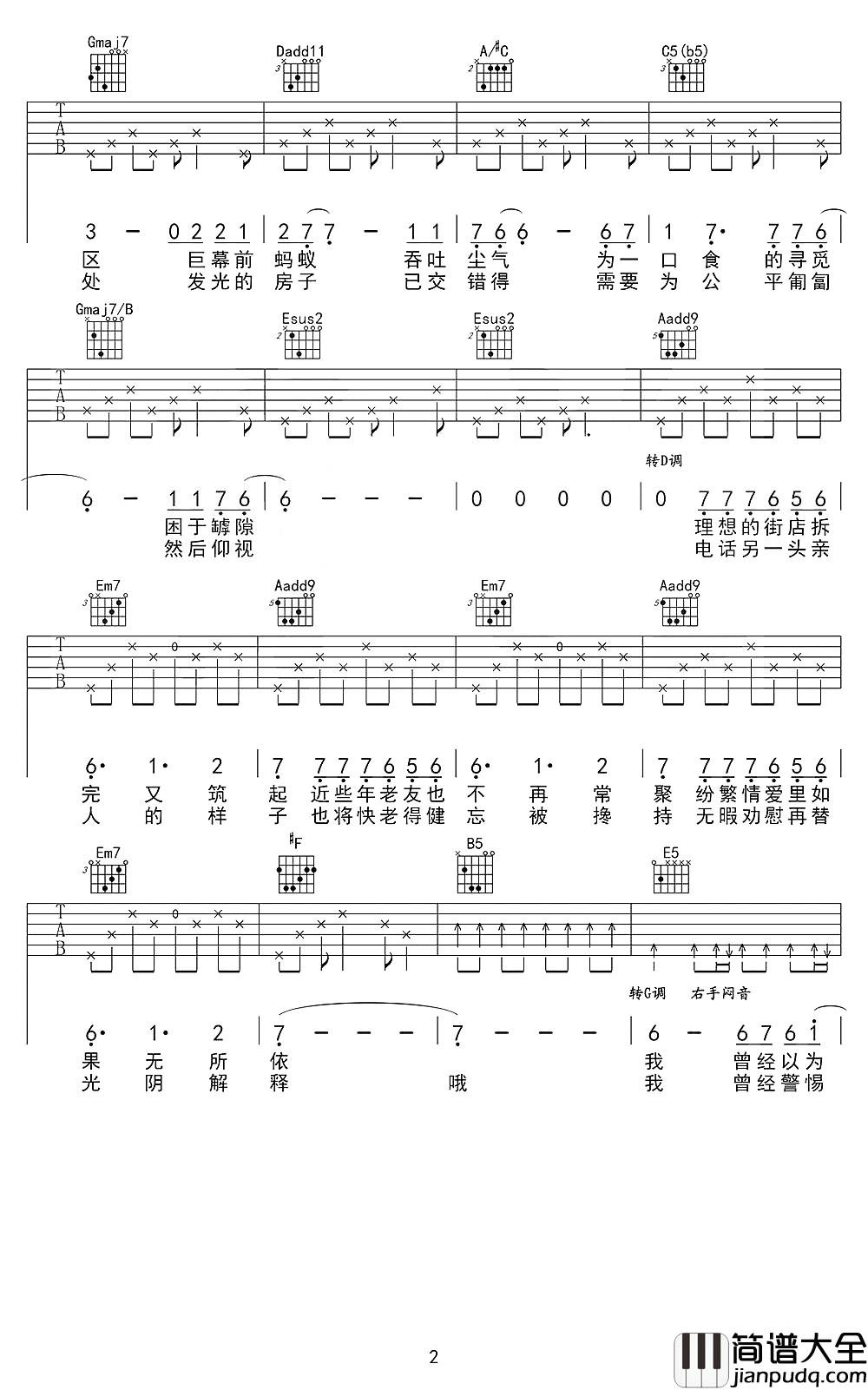 霓虹深处吉他谱_陈鸿宇_让我们在霓虹深处去寻找我们正确的方向吧