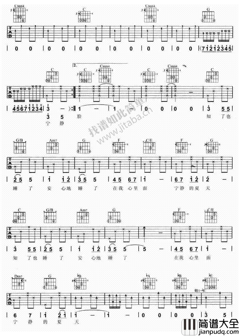 宁夏吉他谱_梁静茹_吉他弹唱