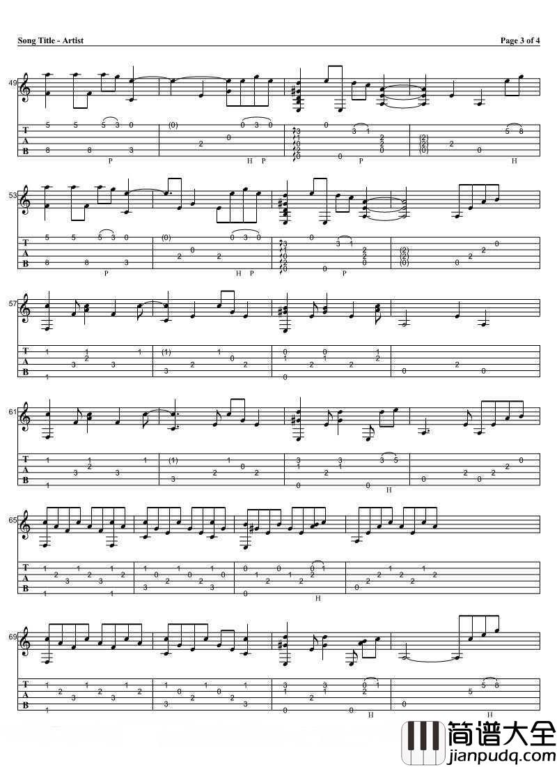 save_me_吉他指弹谱_独奏谱完整版_防弹少年团