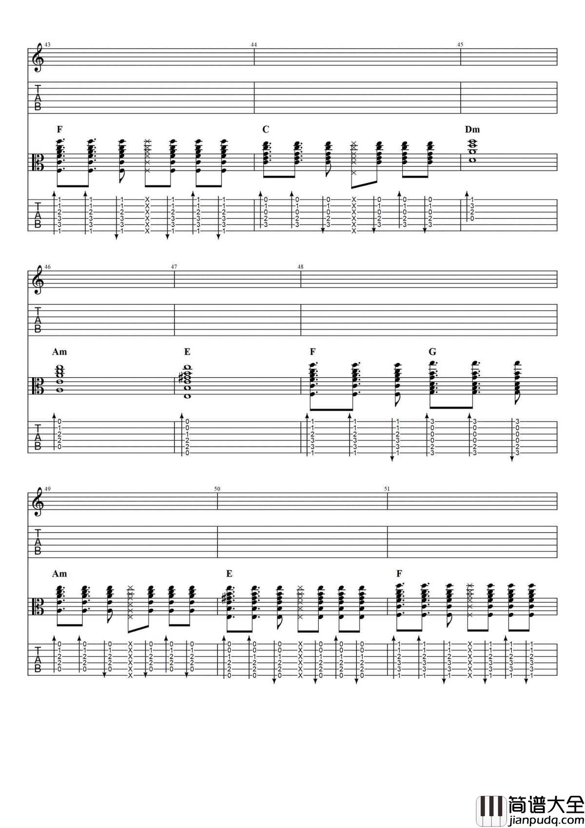 沙漠骆驼吉他谱_原版_展展与罗罗_完整图片谱