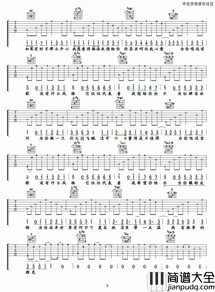 有何不可吉他谱_许嵩_为你做一只扑火的飞蛾