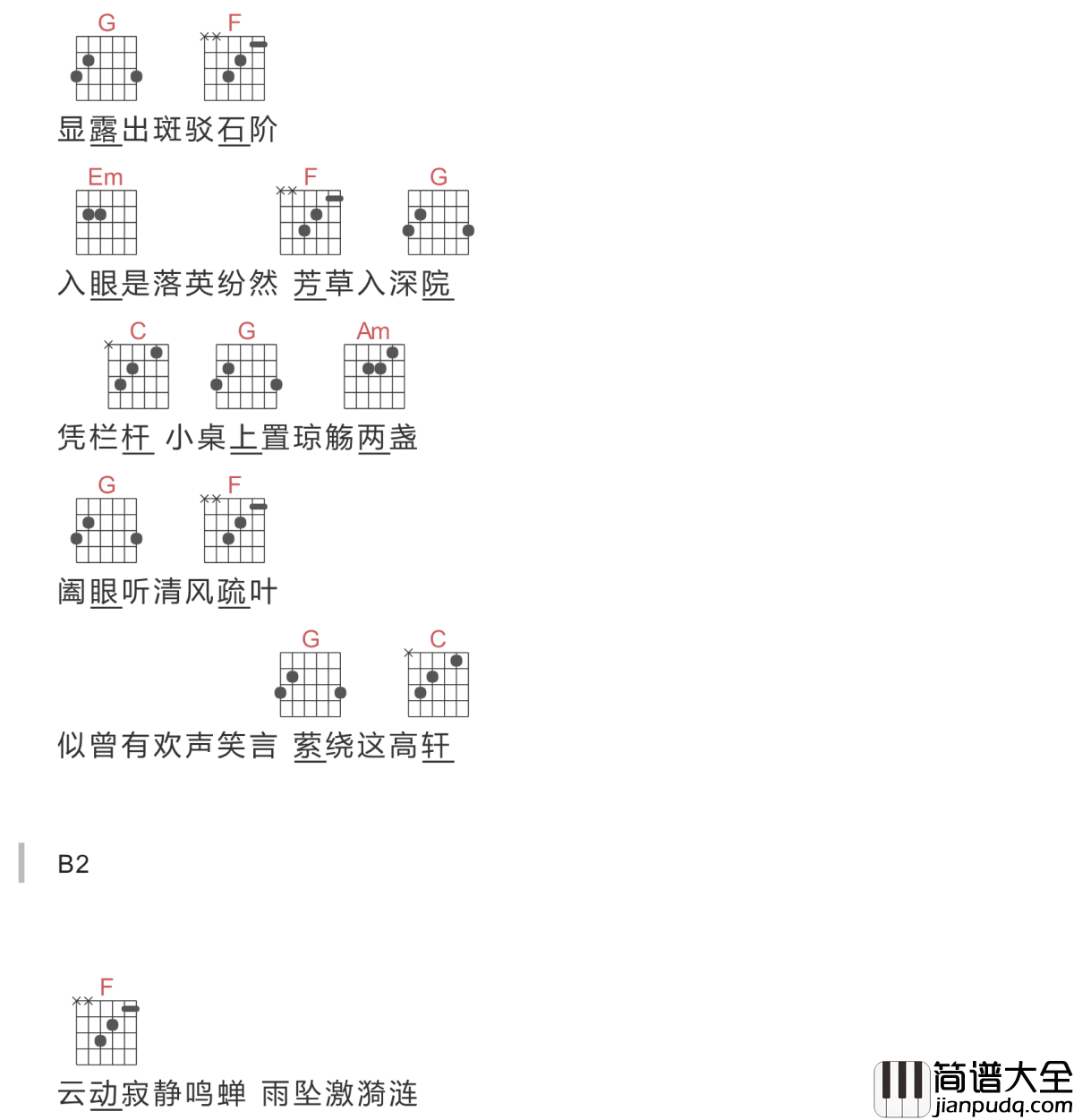 霜雪千年吉他谱_双笙-封茗囧菌_我有古风歌一曲,请卿侧耳细细听!